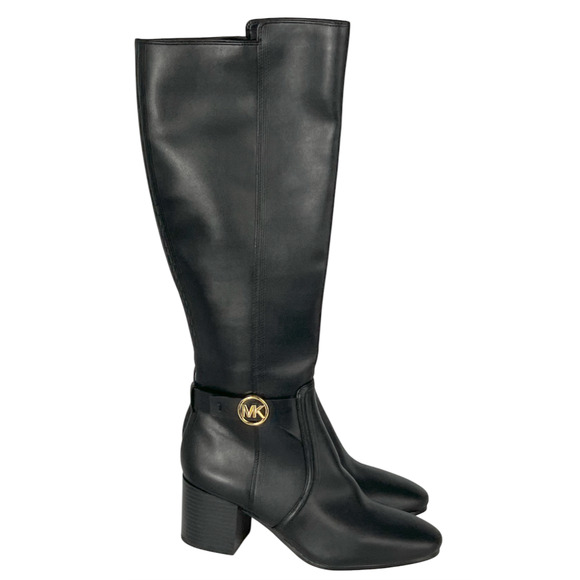 NEW MICHAEL KORS BLACK CARMEN RIDING TALL LOGO BOOTS SIZE 6.5 - Picture 5 of 16